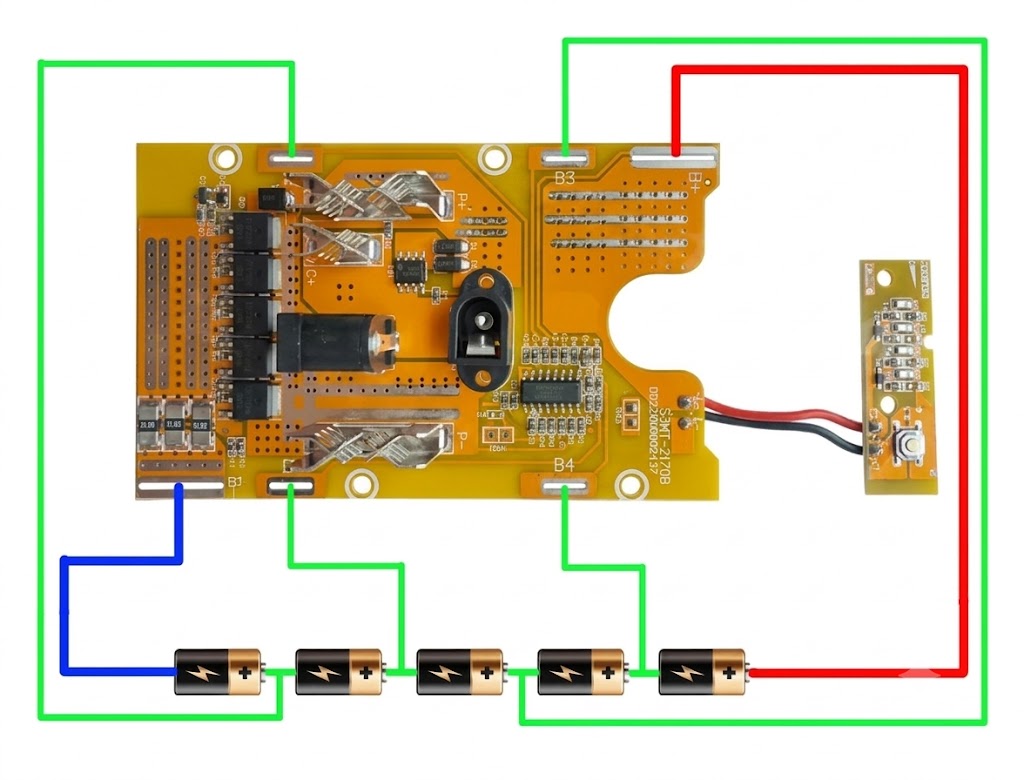 Корпус для акумулятора 21В Makita 5S1P на 5 21700 з BMS та LED-індикацією - Зображення 5